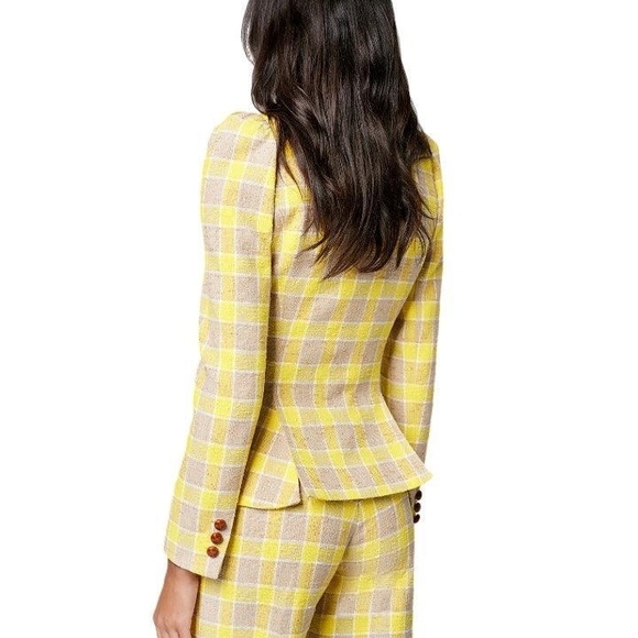 NWT Smythe Pouf Sleeve Yellow Check Blazer Sizes 4 & 6 Retail $895 - Picture 5 of 10